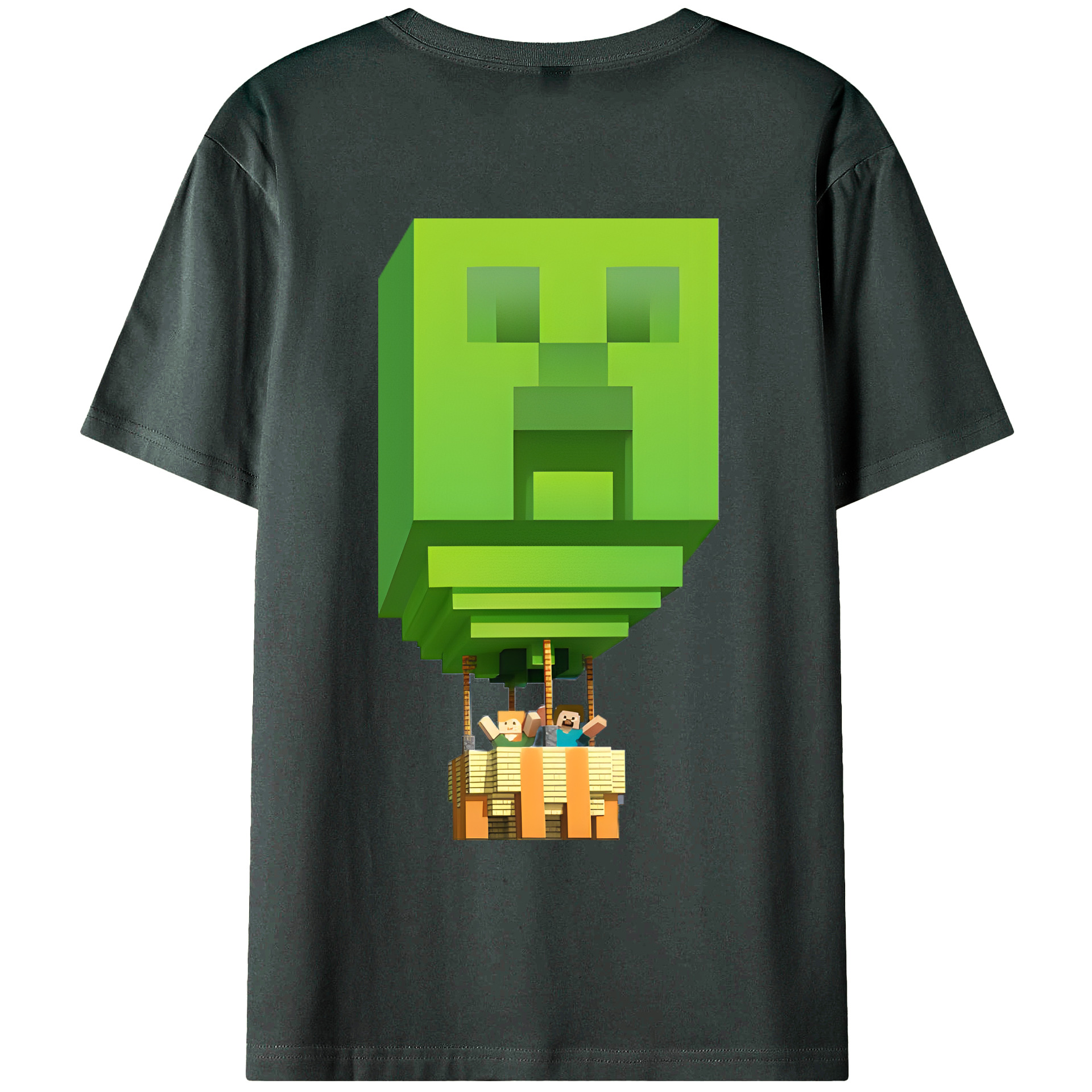 （画像用） マインクラフト ブロックの世界 Minecraft MC Block world 綿100％ メンズ半袖Tシャツ（バックプリント） 通気性